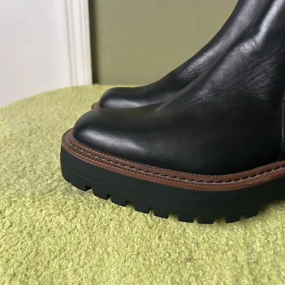 NWOB Sam Edelman Black Leather Ankle Boots Sz 8.5 - Picture 8 of 14